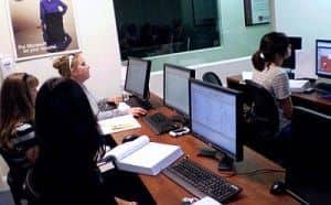 Students at computers learning
